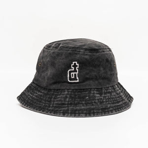 OG LOGO BLACK ACID WASHED BUCKET HAT