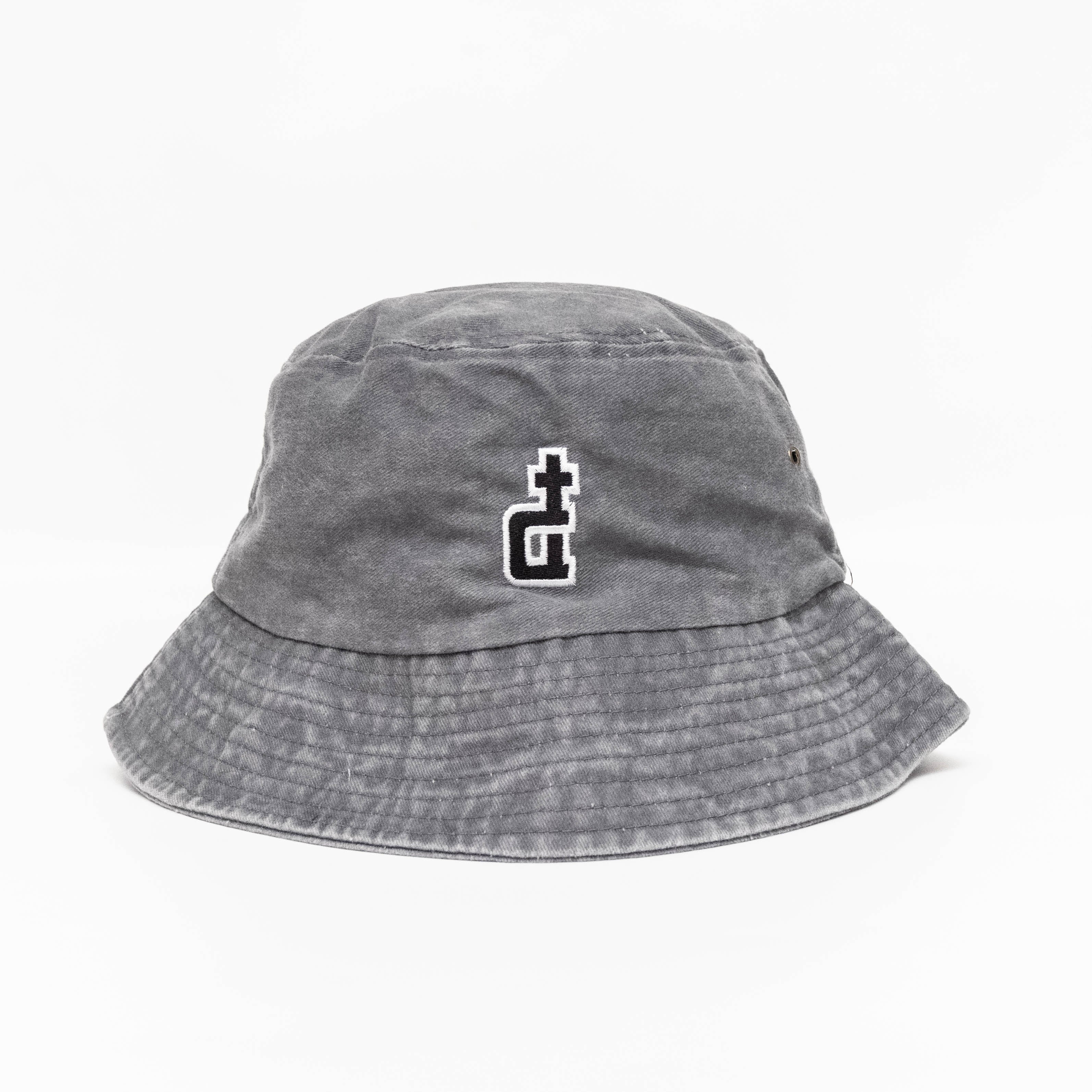 OG LOGO GRAY ACID WASHED BUCKET HAT