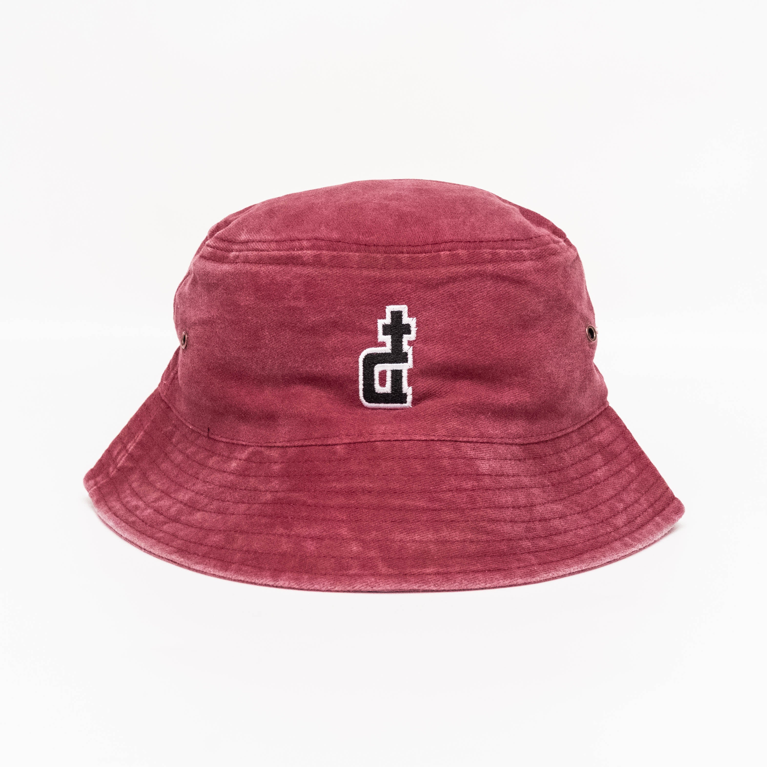 OG LOGO RED ACID WASHED BUCKET HAT