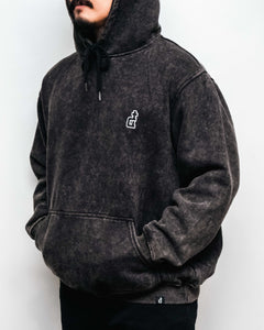 BLACK ACID WASH HOODIE