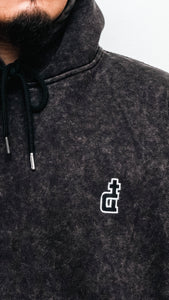 BLACK ACID WASH HOODIE