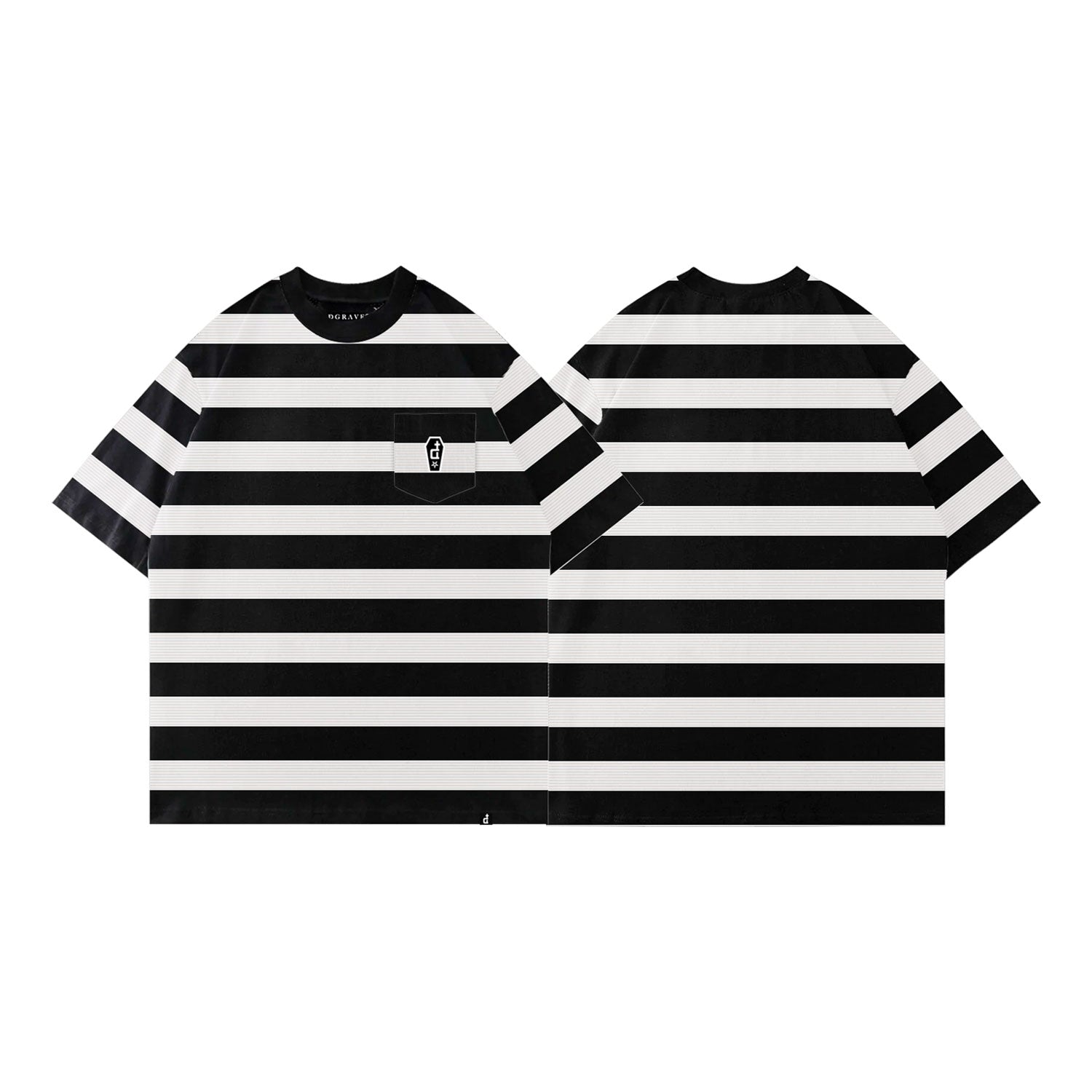CASKET LABEL LACE KNIT FABRIC BLACK & WHITE POCKET STRIPES SERIES