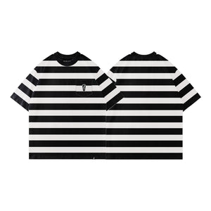 CASKET LABEL LACE KNIT FABRIC BLACK & WHITE POCKET STRIPES SERIES