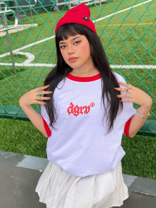 CALVARY RINGER RED & WHITE TEE