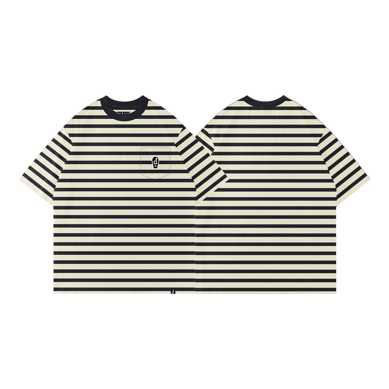 POCKET STRIPES TEE BLACK & WHITE