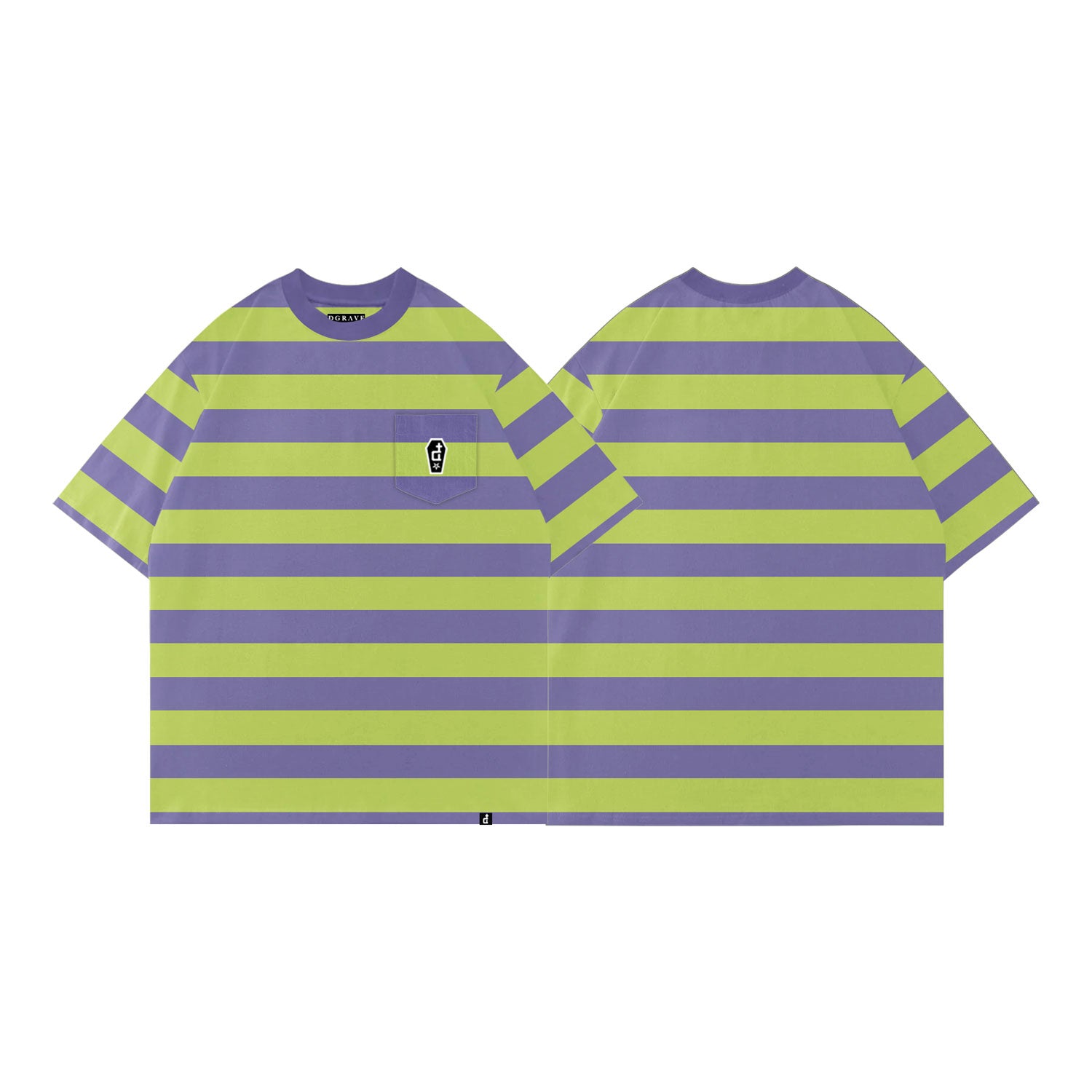 POCKET STRIPES TEE PURPLE & GREEN