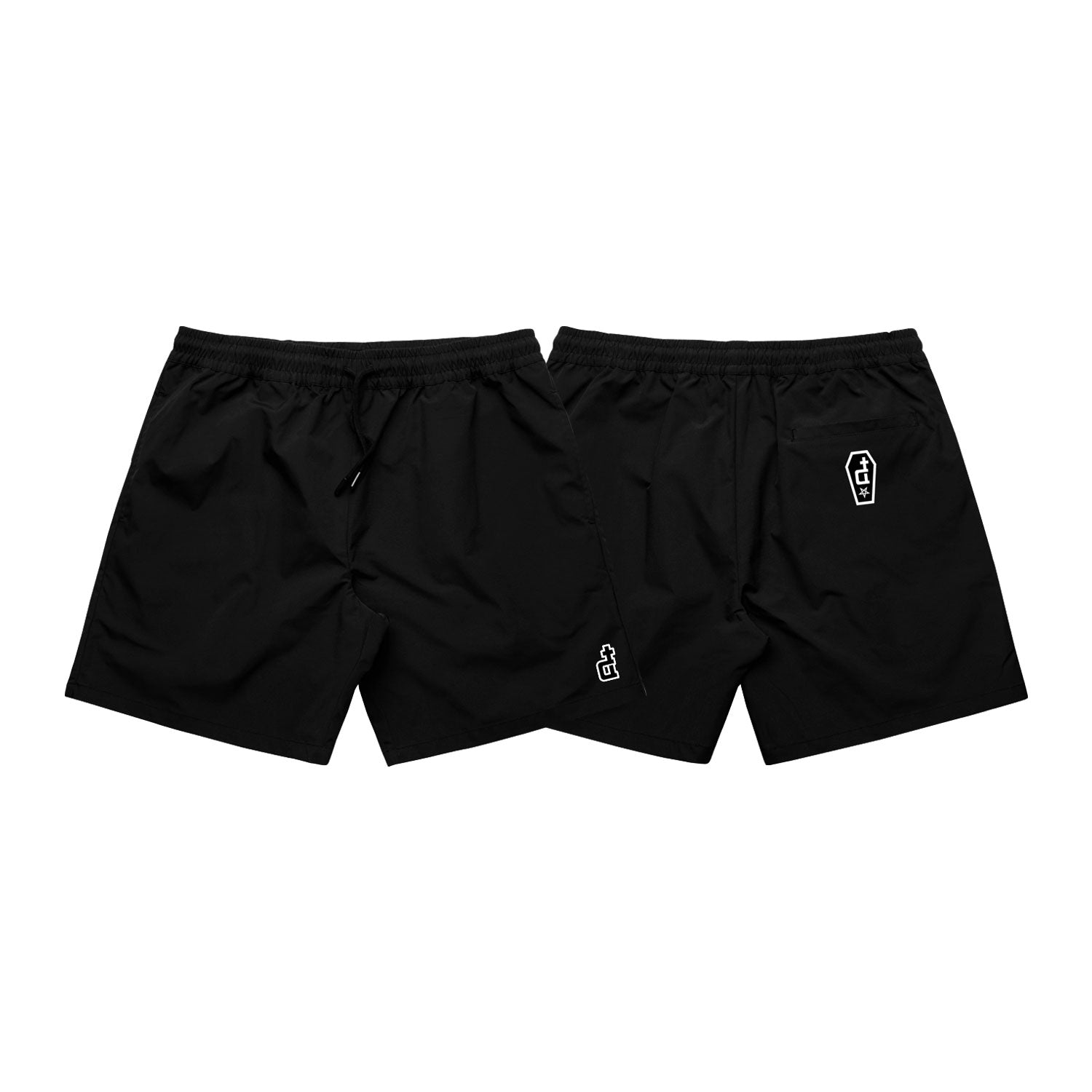 CASKET LABEL MICROFIBER SHORTS BLACK