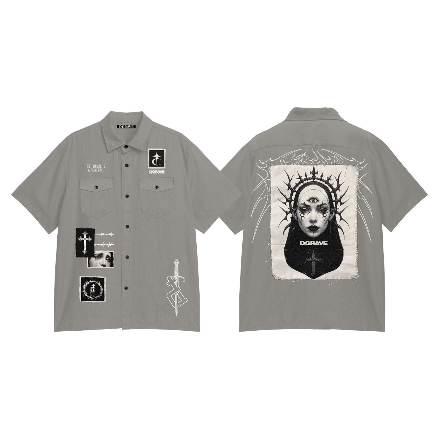 DEATH CODE WORK WEAR BUTTON DOWN POLO GRAY