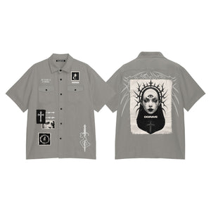 DEATH CODE WORK WEAR BUTTON DOWN POLO GRAY