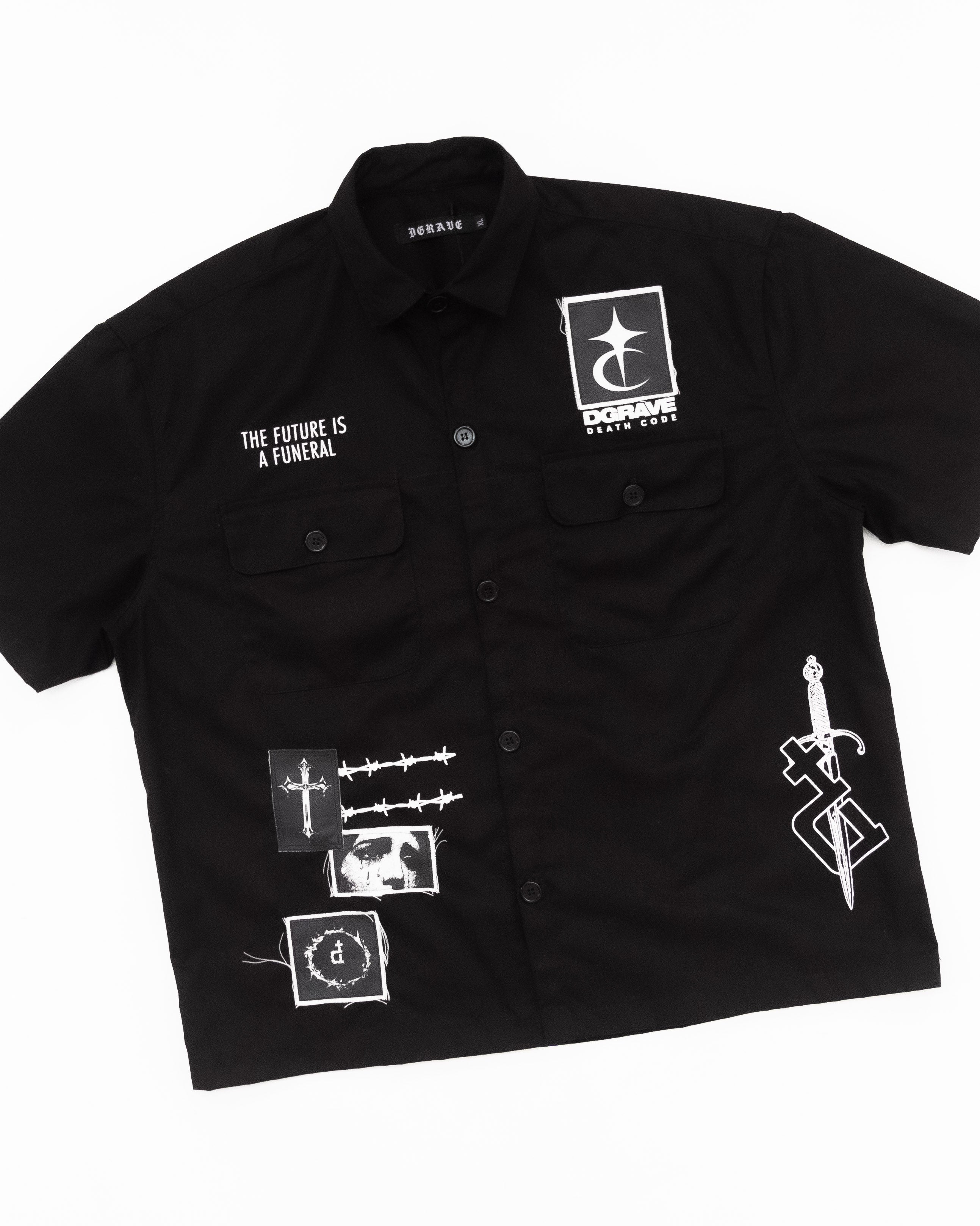 DEATH CODE WORK WEAR BUTTON DOWN POLO BLACK