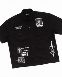 DEATH CODE WORK WEAR BUTTON DOWN POLO BLACK