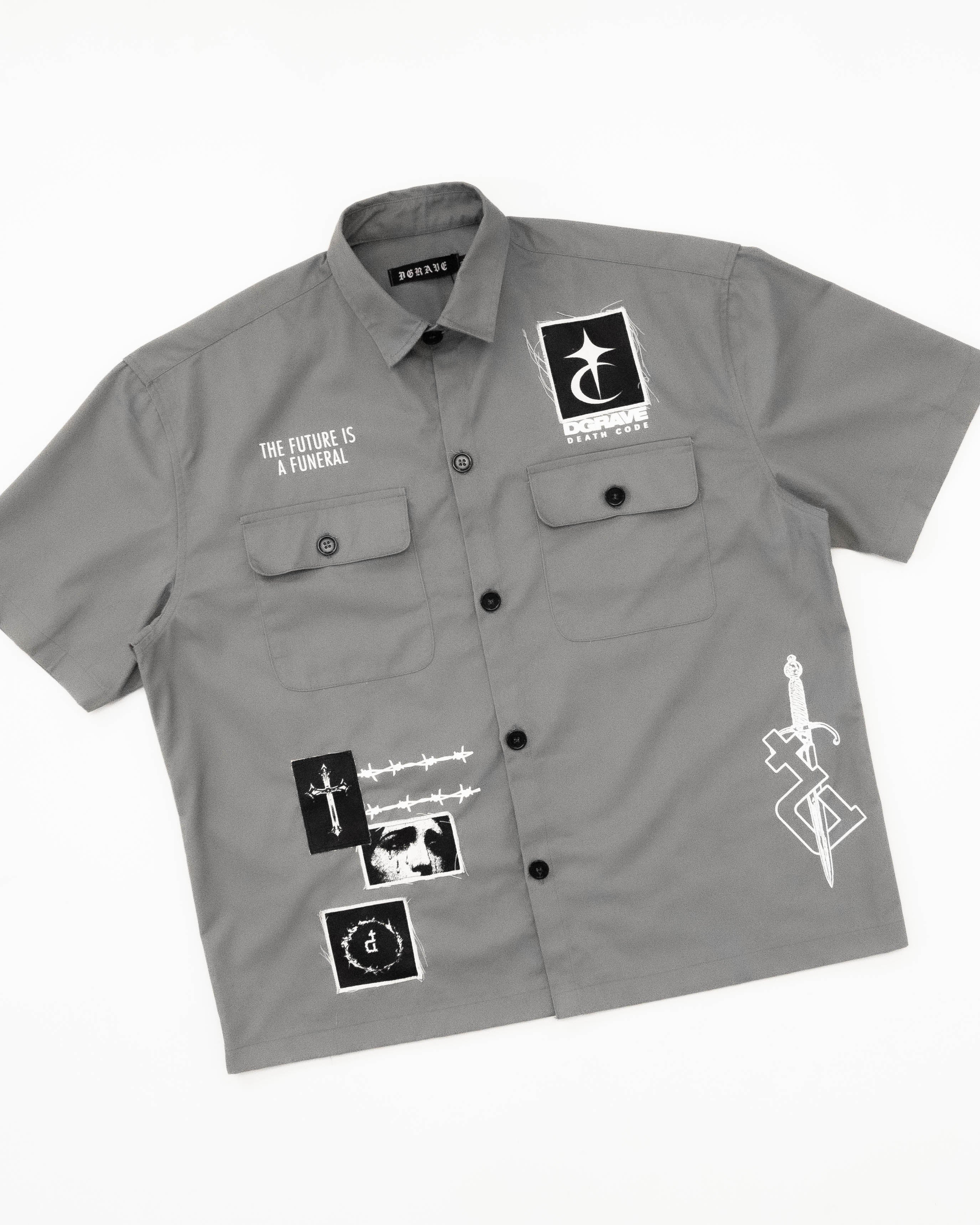 DEATH CODE WORK WEAR BUTTON DOWN POLO GRAY