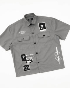 DEATH CODE WORK WEAR BUTTON DOWN POLO GRAY