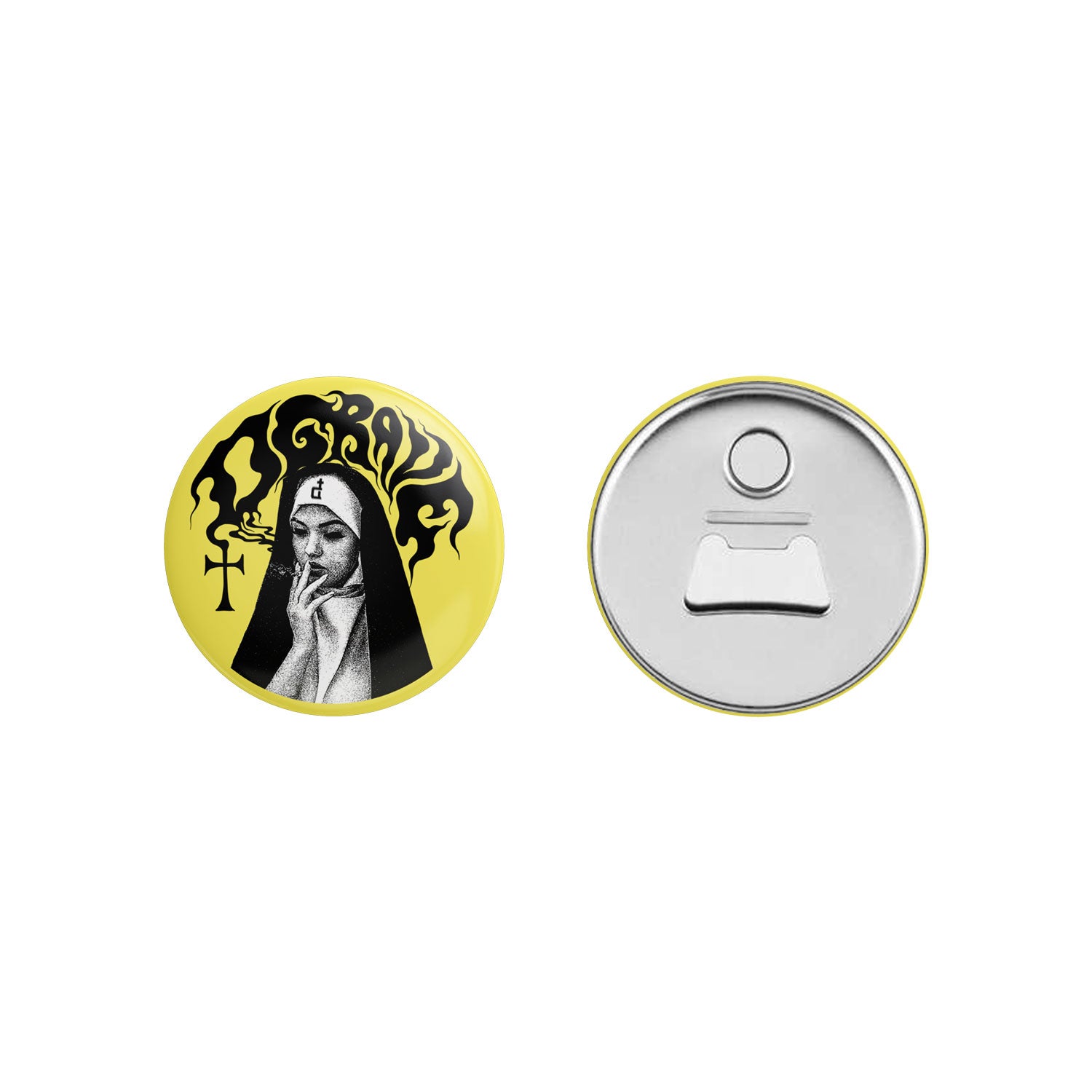 DIVINE PUFF YELLOW MAGNETIC PIN BOTTLE OPENER
