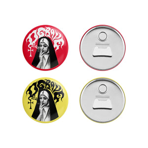 DIVINE PUFF RED MAGNETIC PIN BOTTLE OPENER
