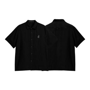 OG LOGO SOFTWEAVE LINEN BLACK BUTTON-DOWN POLO