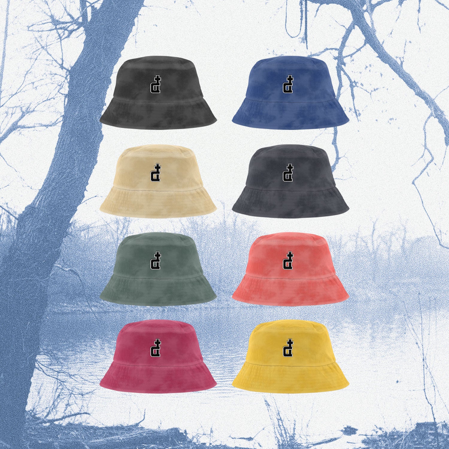 OG LOGO ORANGE ACID WASHED BUCKET HAT