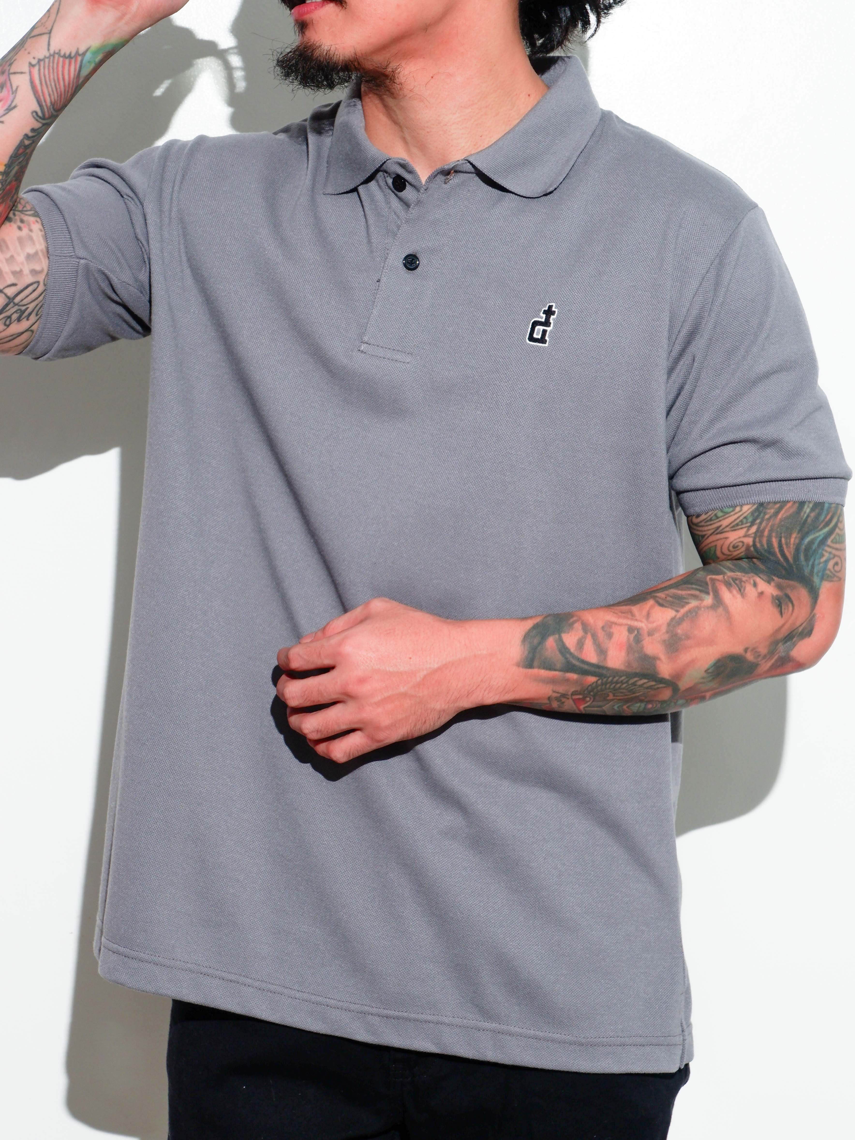 OG LOGO POLO SHIRT STONE GRAY