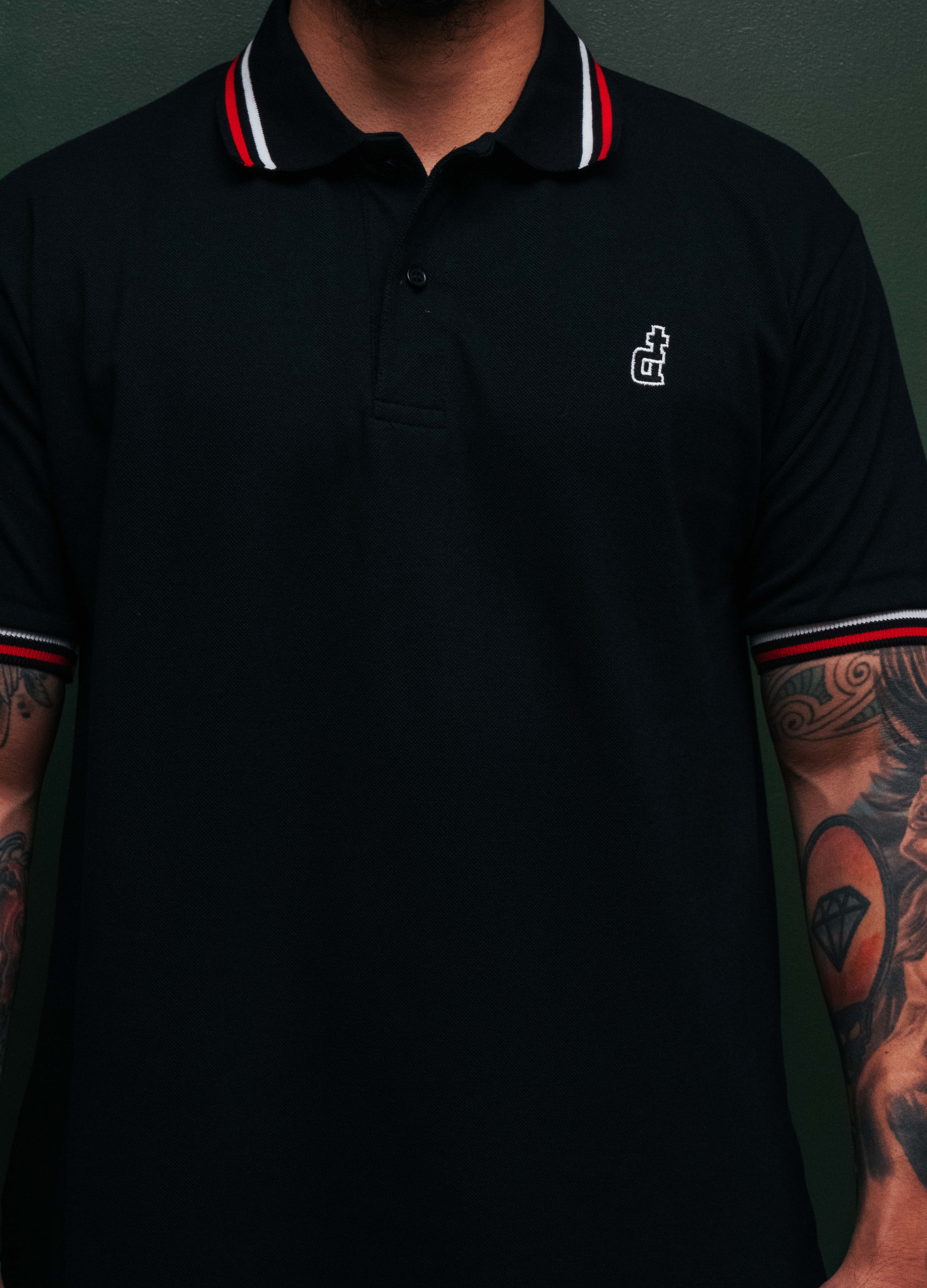 PAIRED STROKES POLO SHIRT NAVY BLUE