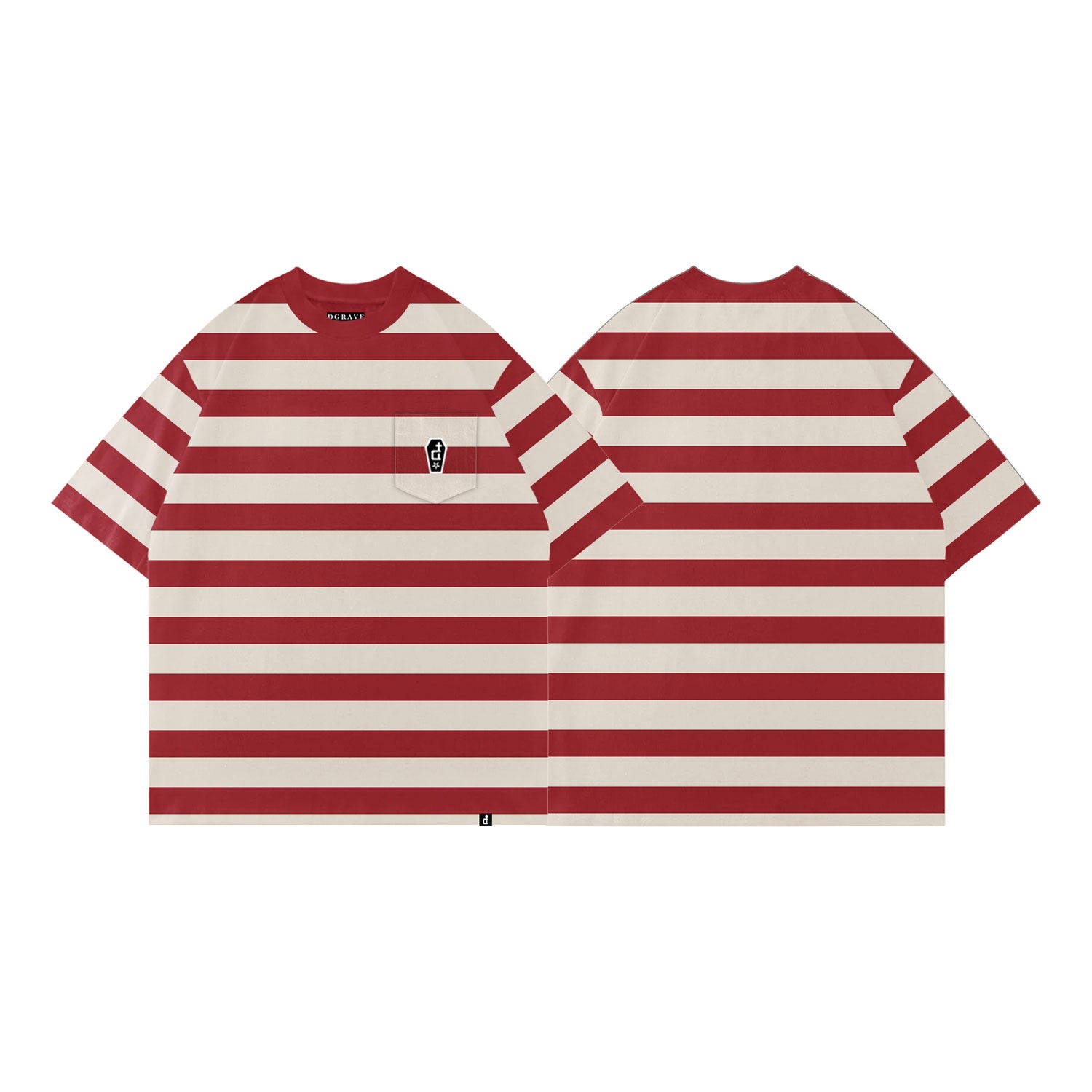 POCKET STRIPES TEE BRICK RED