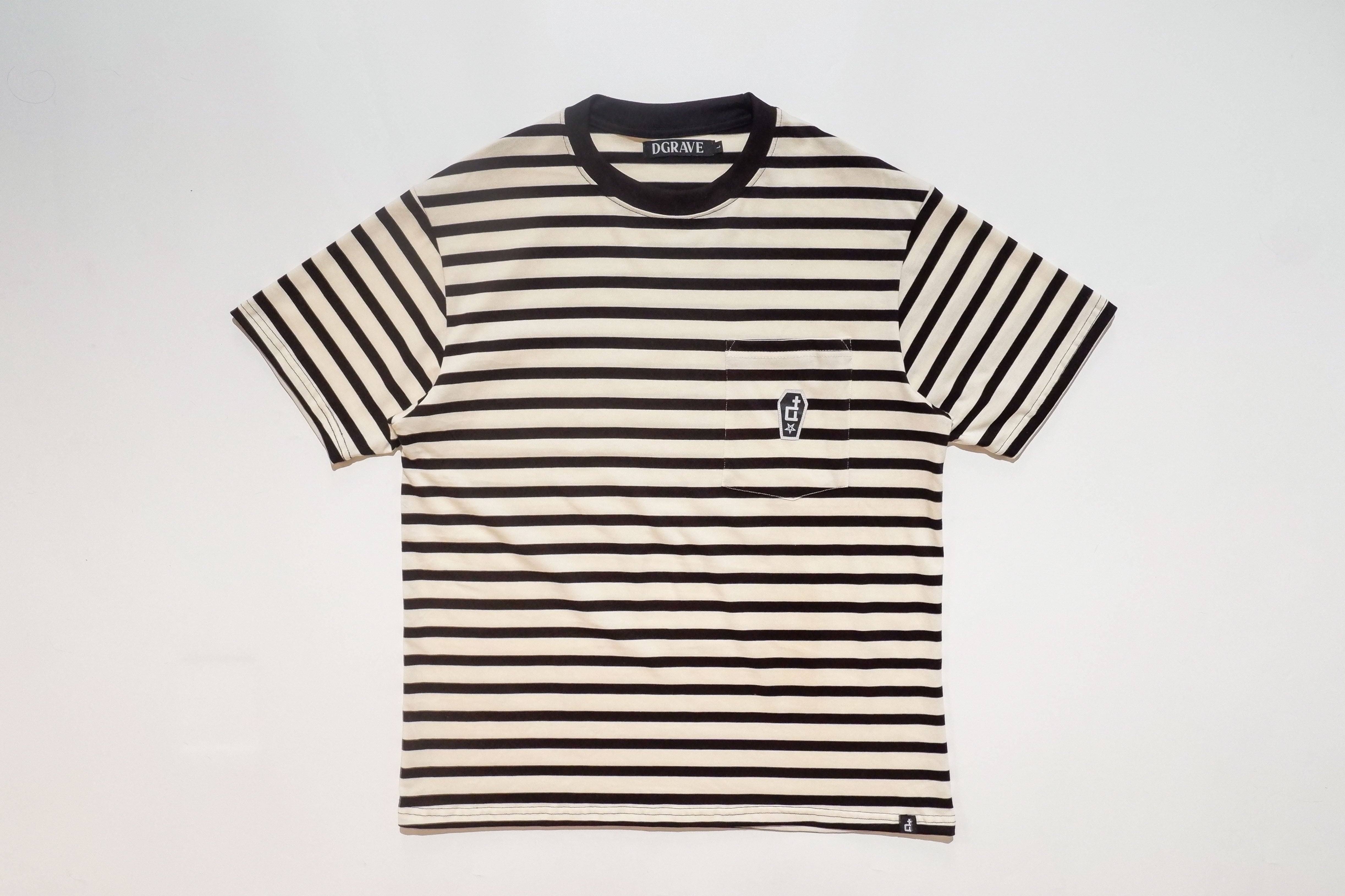 POCKET STRIPES TEE BLACK & WHITE