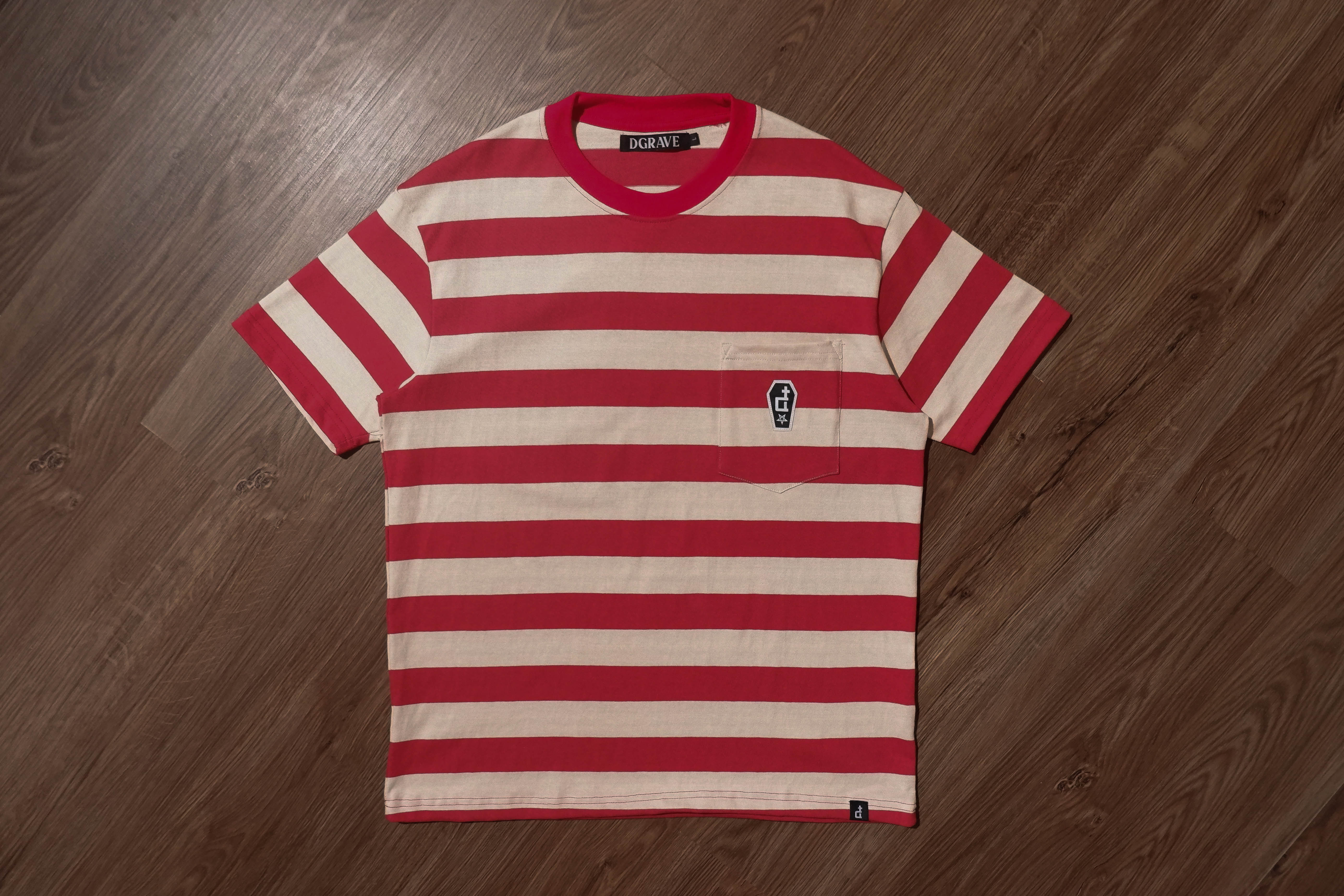 POCKET STRIPES TEE BRICK RED