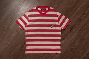 POCKET STRIPES TEE BRICK RED
