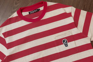 POCKET STRIPES TEE BRICK RED