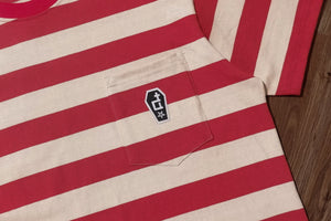 POCKET STRIPES TEE BRICK RED