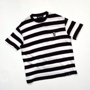 CASKET LABEL LACE KNIT FABRIC BLACK & WHITE POCKET STRIPES SERIES