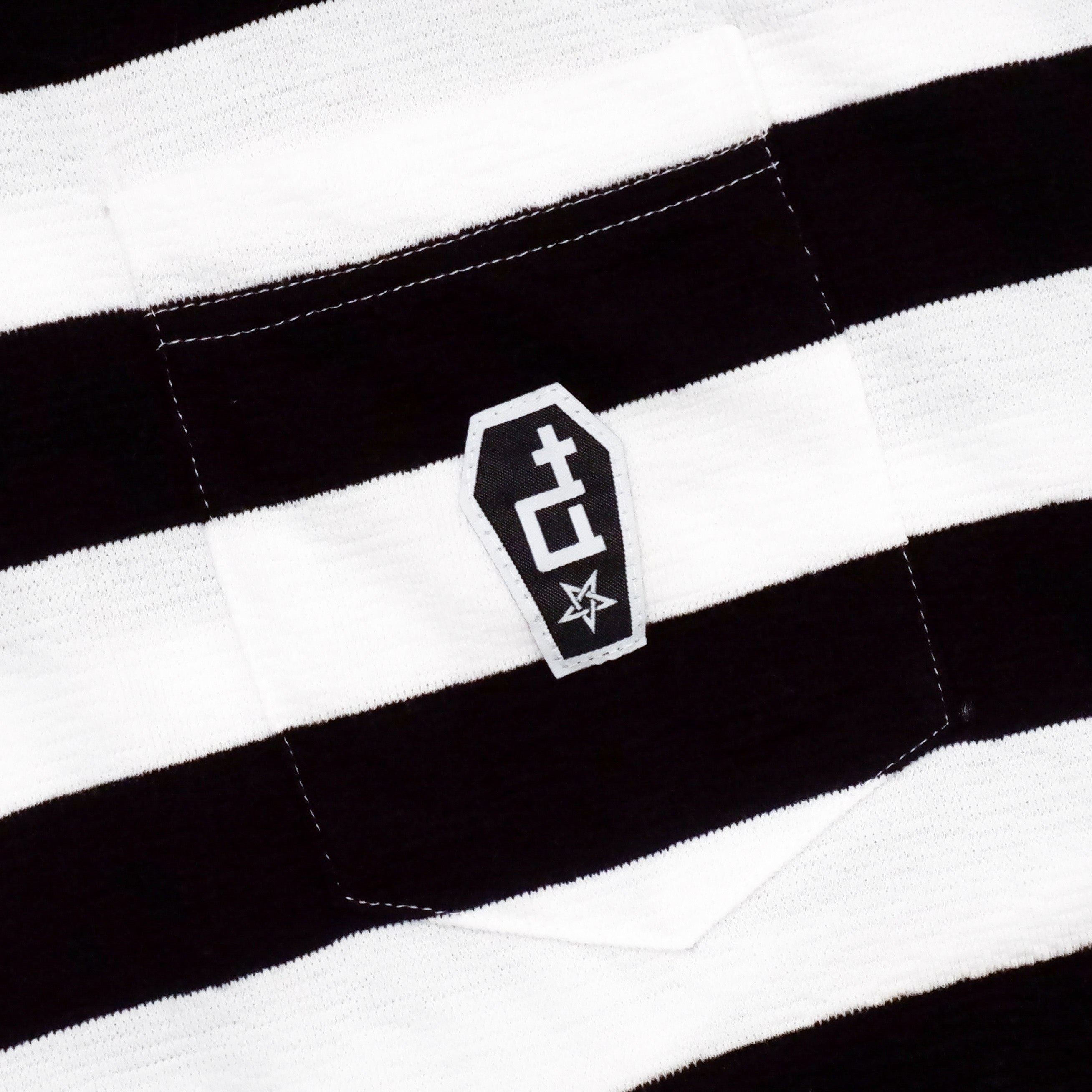 CASKET LABEL LACE KNIT FABRIC BLACK & WHITE POCKET STRIPES SERIES
