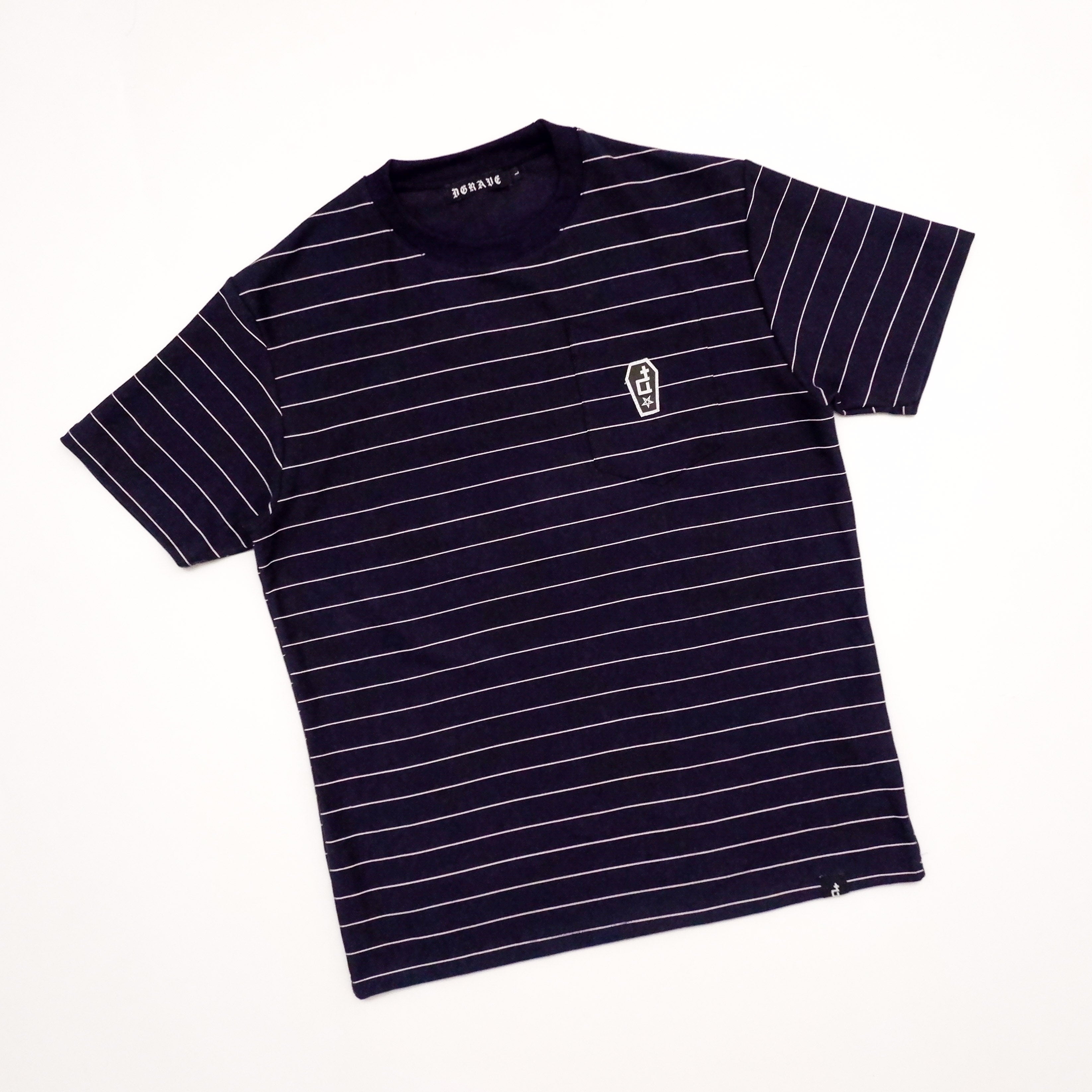 CASKET LABEL NAVY WITH LIGHT PINK POCKET STRIPES SERIES