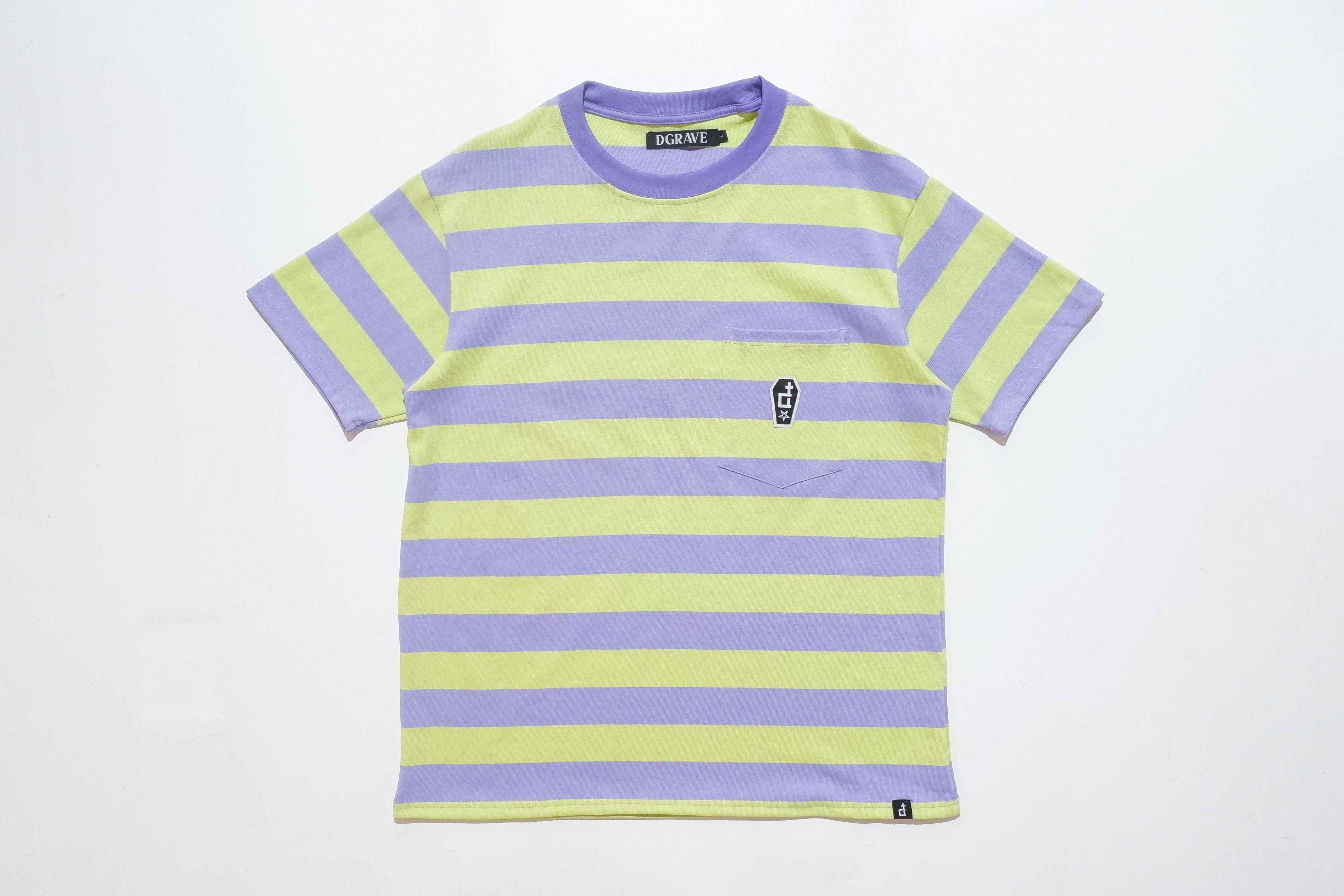 POCKET STRIPES TEE PURPLE & GREEN