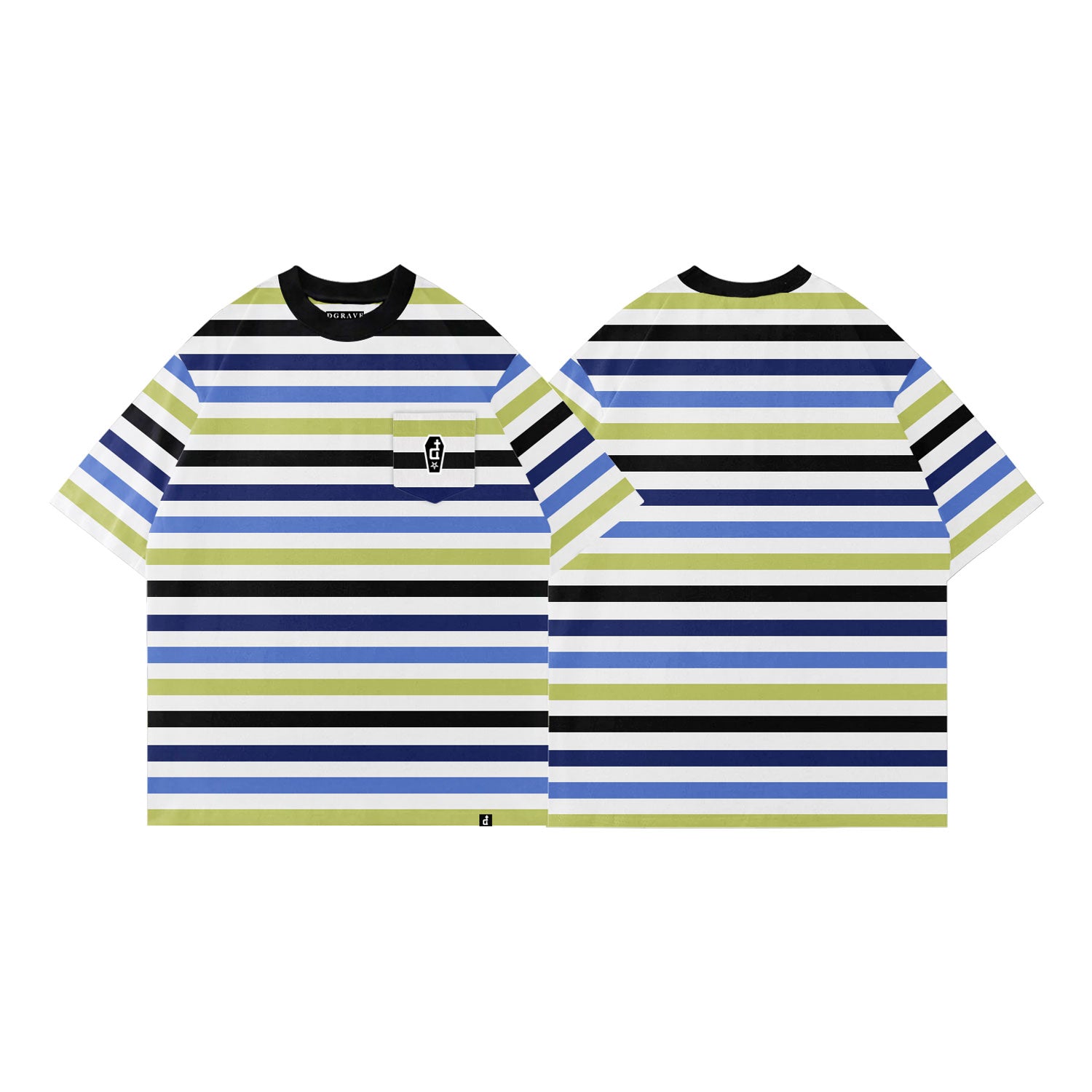 CASKET LABEL BLUE WAVE & OLIVE POCKET STRIPES SERIES