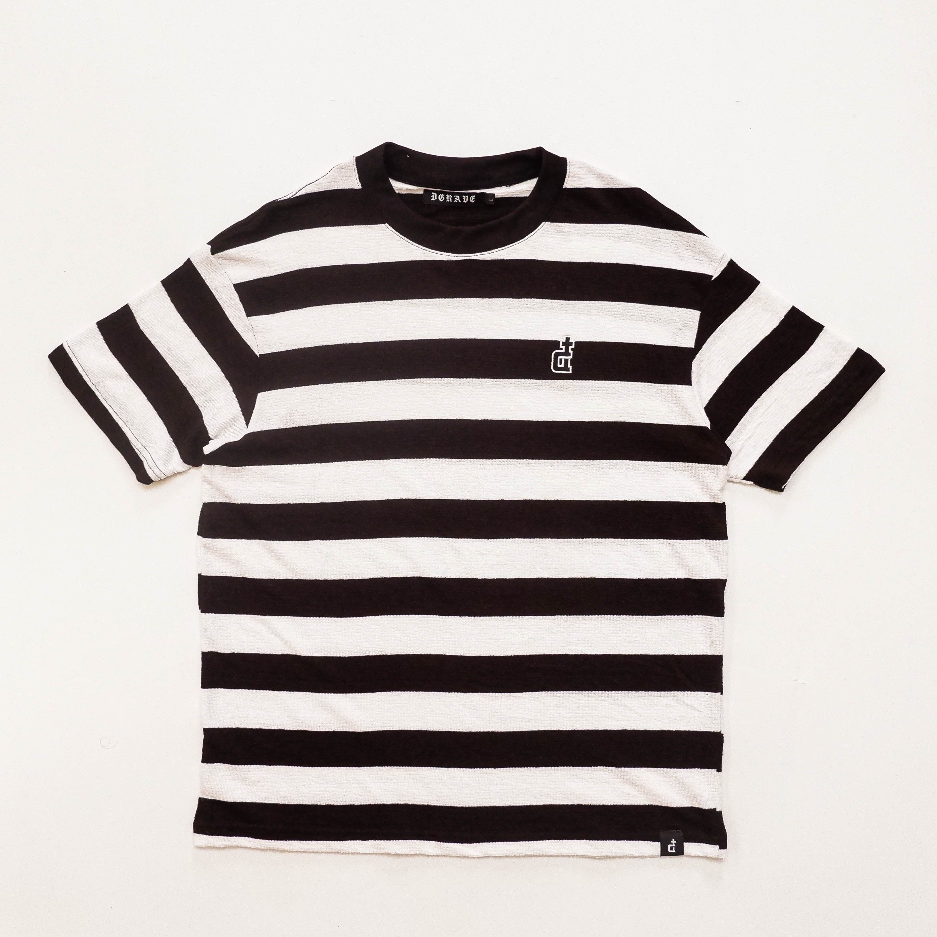 OG LOGO LACE KNIT FABRIC BLACK & WHITE STRIPES 33