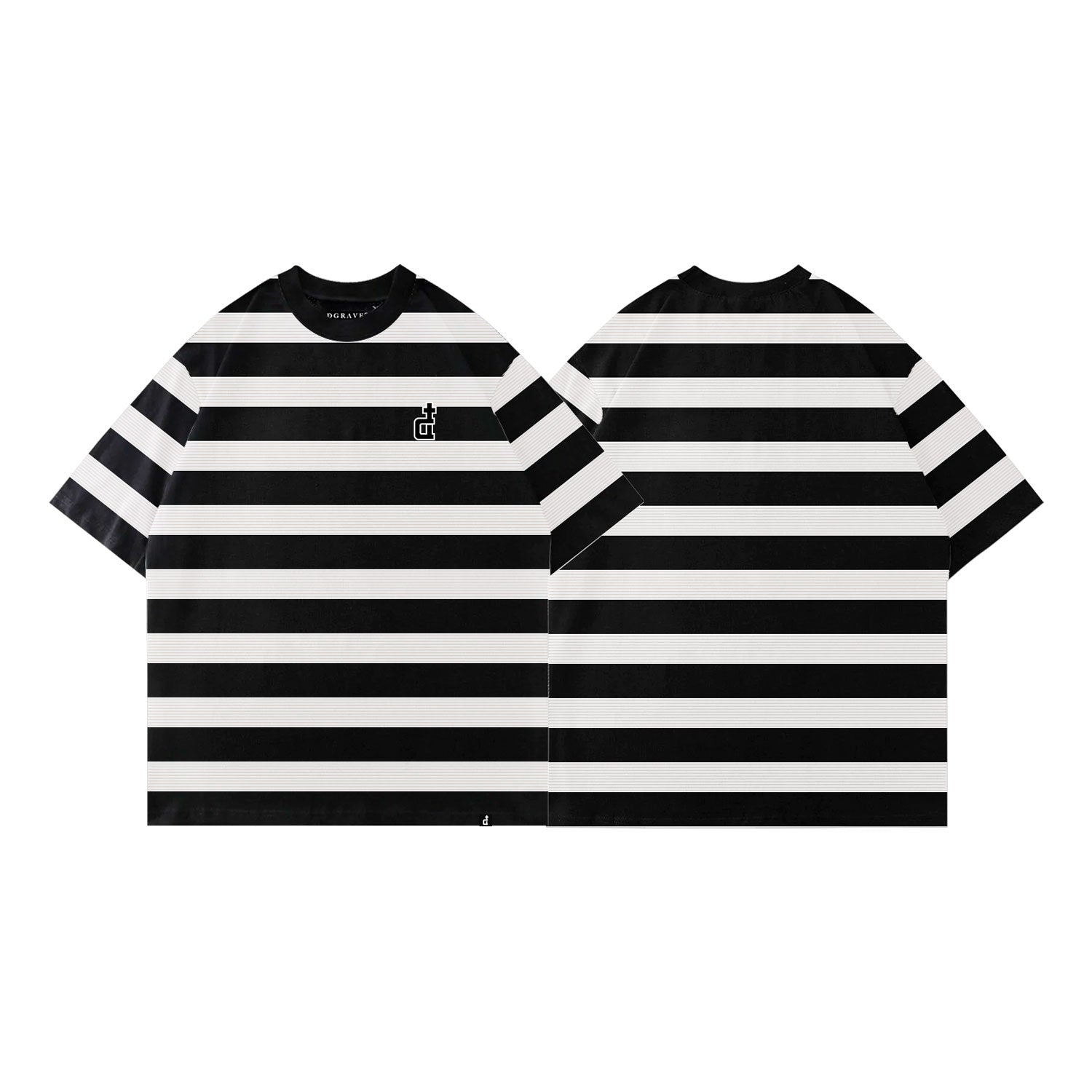 OG LOGO LACE KNIT FABRIC BLACK & WHITE STRIPES 33