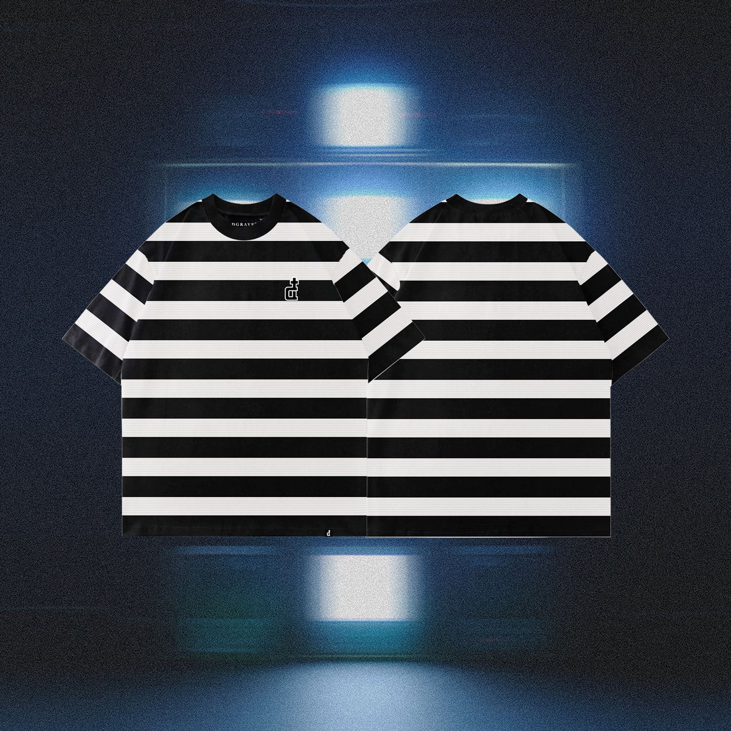 OG LOGO LACE KNIT FABRIC BLACK & WHITE STRIPES 33