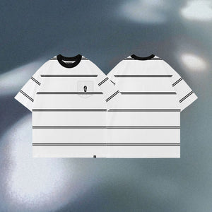 CASKET LABEL 2 LINES WHITE POCKET STRIPES SERIES