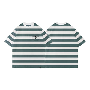 CASKET LABEL LACE KNIT FABRIC MOSS GREEN POCKET STRIPES SERIES